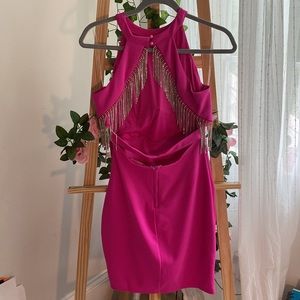 hot pink backless homecoming dress - includes bra pads - bodycon fit
